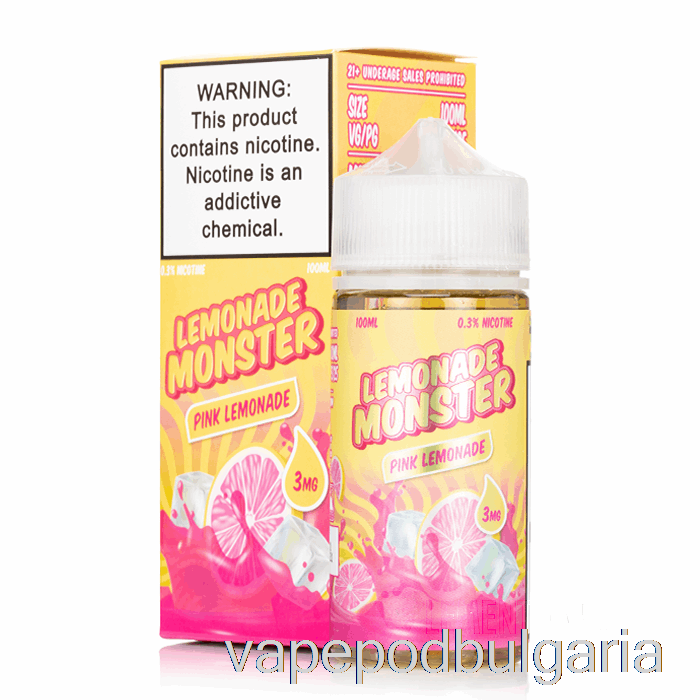 Vape 10000 Дръпки Pink Lemonade - лимонада чудовище - 100ml 3mg